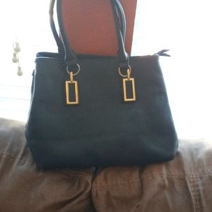 Faux leather black handbag